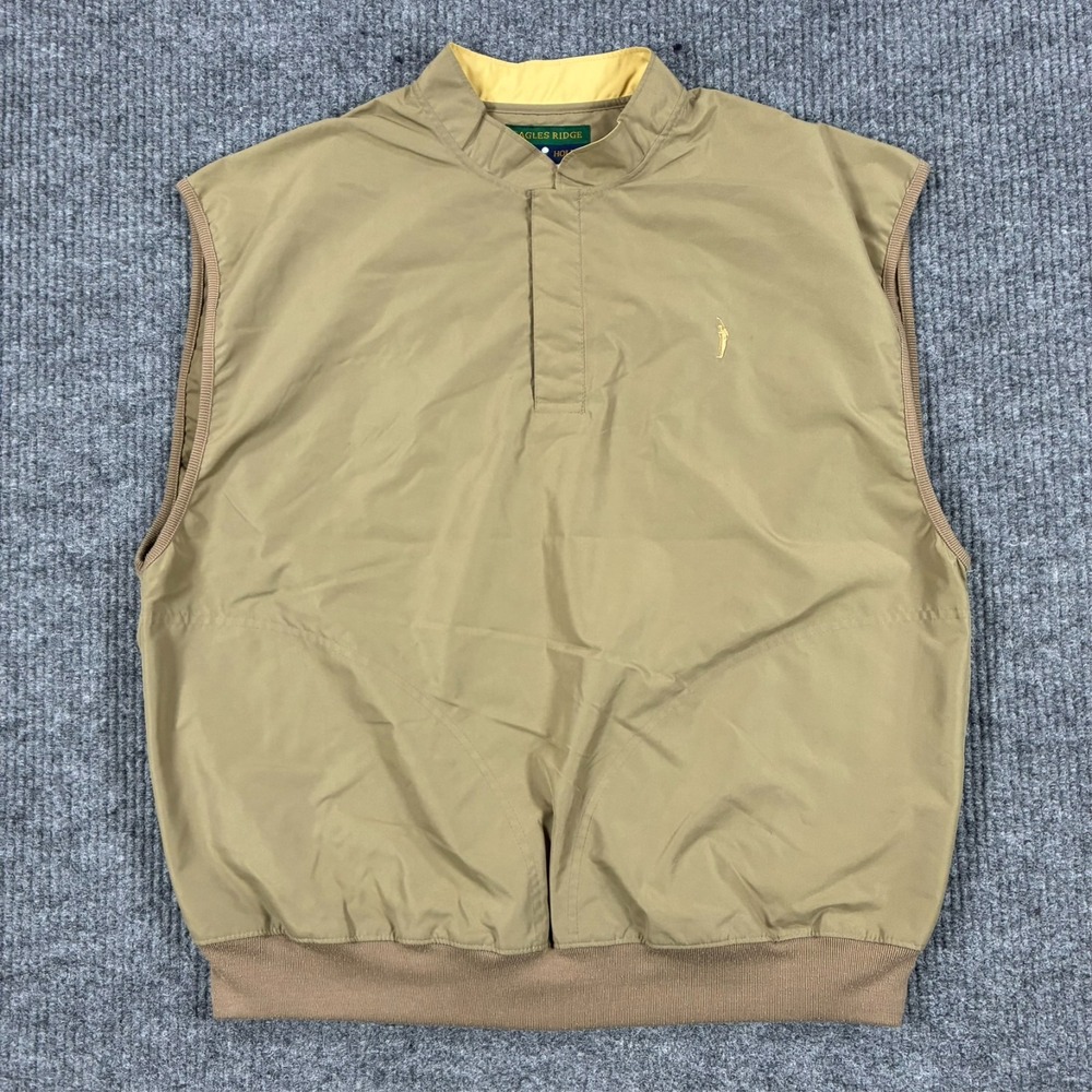 Eagles Ridge 19th Hole Golf Vest Mens Size Large Tan Pullover Wind Vest